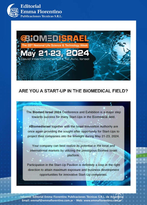Biomed Israel 2024: 22. Semana Nacional de Tecnologa y Ciencias de la Vida  21 al 23 de mayo de 2024 | David InterContinental  Tel Aviv, Israel