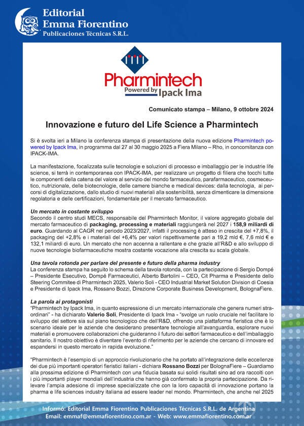 Innovazione e futuro del Life Science a Pharmitech